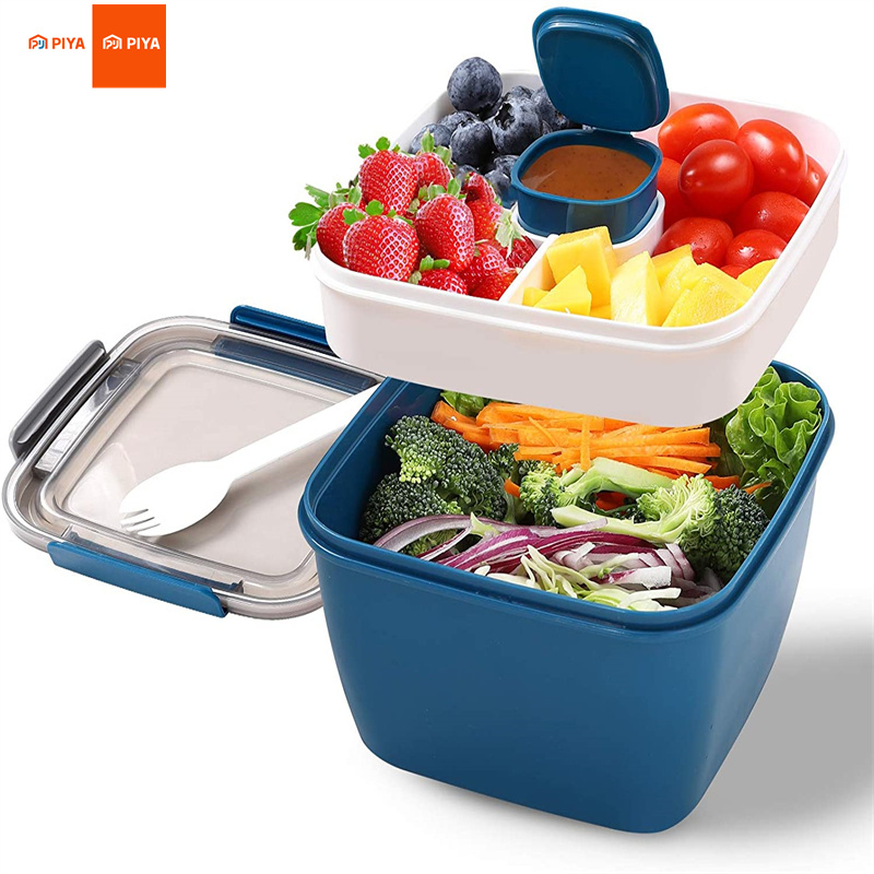 Food Storage With Compartments - Récipient à déjeuner à salade Portable,
