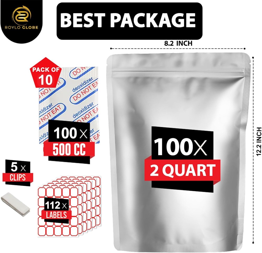 100 sacs en Mylar de 2 quarts  - Food Storage For Long Term avis et prix